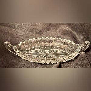 Fostoria American Cubist Sawtooth Serving Or Dresser Tray Crystal Glass Sparkles